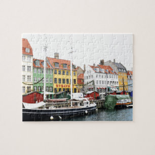 Nyhavn kanal i Köpenhamnen, Danmark Pussel
