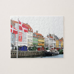 Nyhavn kanal i Köpenhamnen, Danmark Pussel