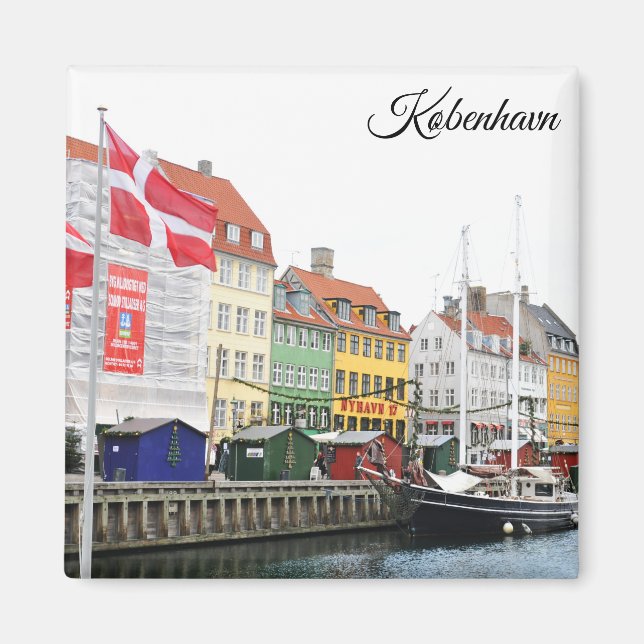 Nyhavn-kanalen i Köpenhamn, Danmark Magnet (Framsidan)