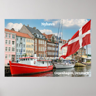 Nyhavn Köpenhamn Danmark Poster