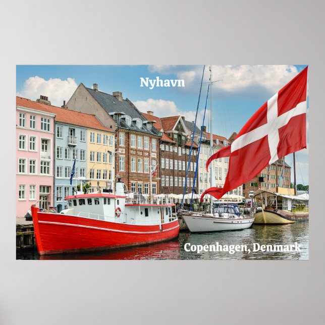 Nyhavn Köpenhamn Danmark Poster (Framsidan)