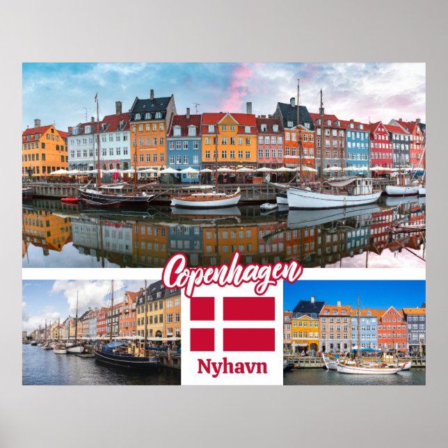 Nyhavn Köpenhamn Danmark Poster (Framsidan)