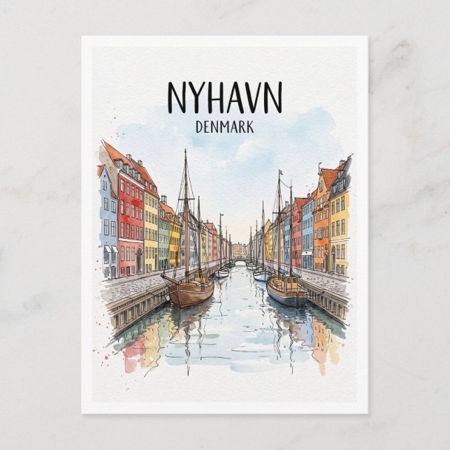Nyhavn Köpenhamn Danmark Vykort (Framsida)