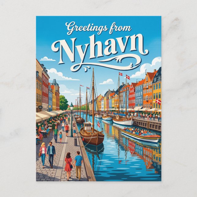 Nyhavn Strandpromenad Danmark Vykort (Framsida)