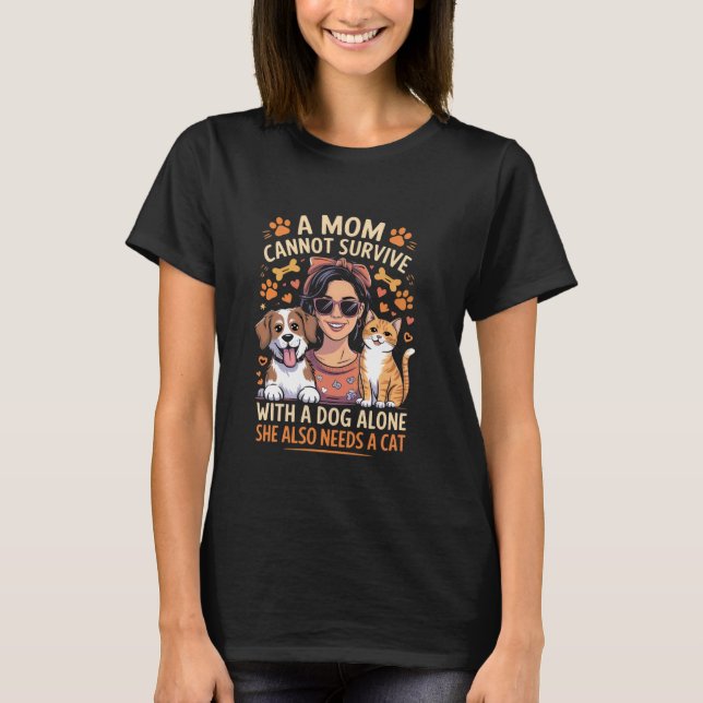 Nyhet Hund Och Katt Mamma Tee Päls Mamma Merch Lur (Framsida)