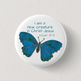 Nyhet i Jesus 2 Corinthians 5:17 Blue Butterfly Knapp