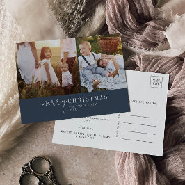 Nyheter från Modern Chic Navy Blue Photo Collage Helg Vykort