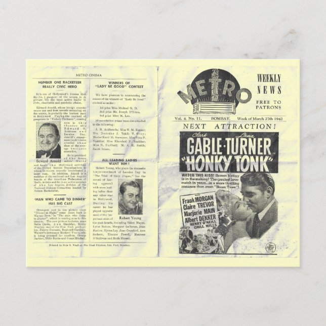 Nyheter om biografer på tunnelbana! HONKY-TONK Vykort (Framsida)