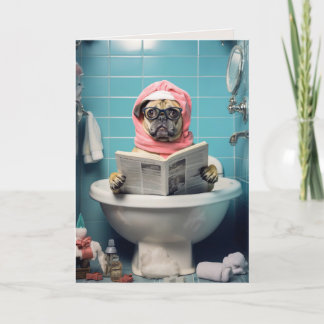 Nyheter om Cute Hund-läsning i Bathroom-mappkort Tack Kort