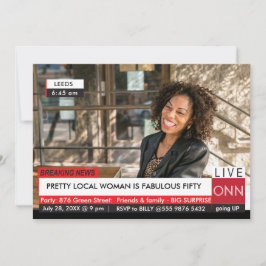 Nyheter om femtionde födelsedagen: Womens Funny TV Inbjudningar