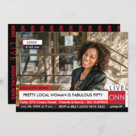 Nyheter om femtionde födelsedagen: Womens Funny TV Inbjudningar