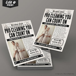 Nyhetsblad Flyer, Retro Home Städning Services Reklamblad