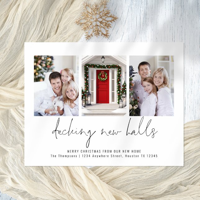 Nyhetshallar 3 Foton Flyttat julkort Anteckningskort (Christmas wishes ad new home details all in one)