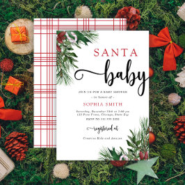 Nyhetsinbjudan till babydusch i Santa baby Inbjudningar
