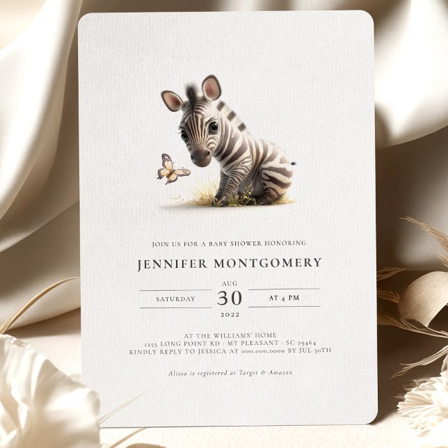 Nyhetsinbjudan till Zebra Baby Shower Gender Neutr Inbjudningar (Skapare uppladdad)