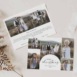 Nyhetsjul för Modern Boho Arch Multi Photo Family Julkort