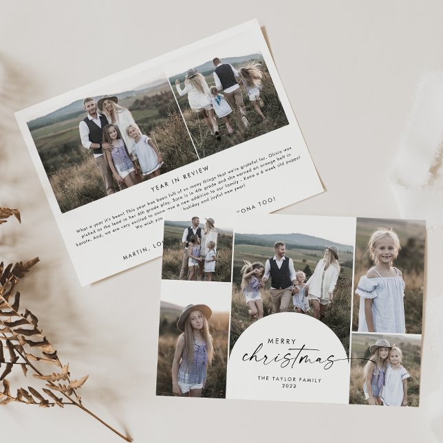Nyhetsjul för Modern Boho Arch Multi Photo Family Julkort (Skapare uppladdad)