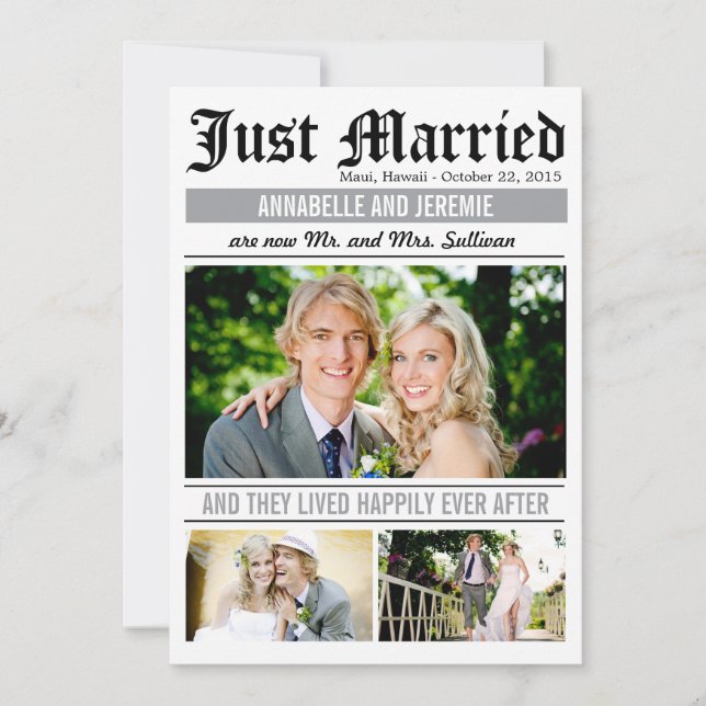 Nyhetsmeddelande från Bröllop Bröllop - vit Inbjudningar (Framsida)