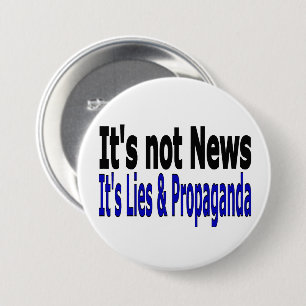Nyhetsmedia Ljuger och Propaganda svart och blå te Knapp