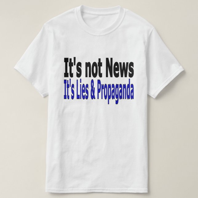 Nyhetsmedia Ljuger och Propaganda svart och blå te T Shirt (Design framsida)