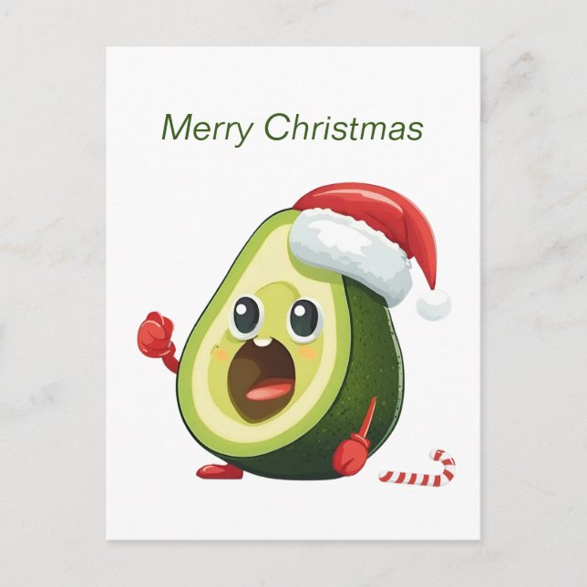 Nyj jul Avocado i Santa Hat Helg Vykort (Framsida)