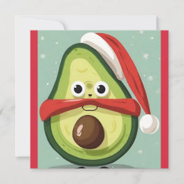 Nyj jul Avocado i Santa Hat och Scarf Julkort