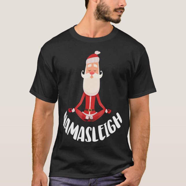 Nyj jul Yoga Namasleigh Santa T Shirt (Framsida)