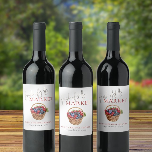 Nykomna Bröllopsdusch med akvarellbär Vinflaska Etikett (Skapare uppladdad)