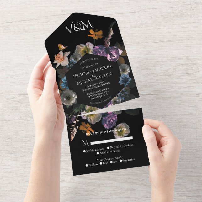 Nykonst Månljust Blommigt Mörkt & Dämpat Bröllop (Avrivbar del)