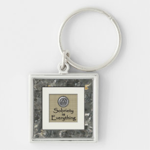 NYKTERHET ÄR ALLT återställningen Keychain Fyrkantig Silverfärgad Nyckelring