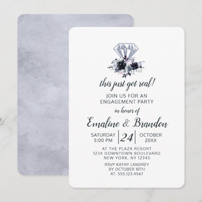 Nykterska den här Har riktiga Förlovningsfesten Inbjudningar (Fram/baksida)