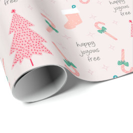 Nyktra Pink Pastell Julpresent Presentpapper