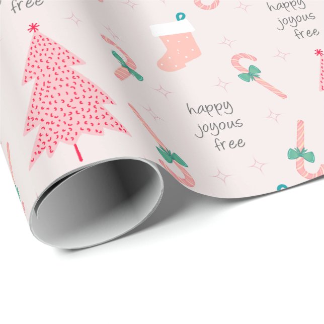 Nyktra Pink Pastell Julpresent  Presentpapper (Rullad Hörn)