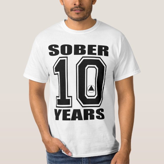 Nyktra till 10 år svärtar på vit, t-shirt (Framsida)