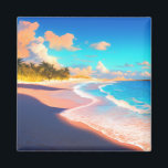 Nykväll vid stranden magnet<br><div class="desc">Med den avtagande orangen på kvällen sol verkar blå himmel och havet desto mer levande.</div>