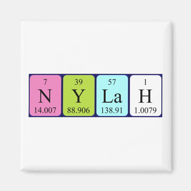 Nylah periodiskt bord namn magnet (Framsidan)