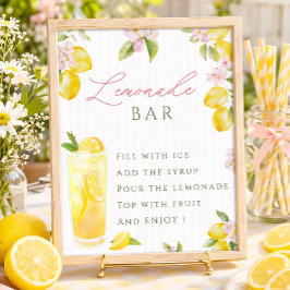 Nyligen examen citrus rosa blomster Citronad bar Poster