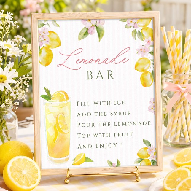 Nyligen examen citrus rosa blomster Citronad bar Poster (Skapare uppladdad)