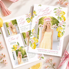 Nyligen examinerade lemonrosa blommor examen inbjudningar