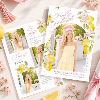 Nyligen examinerade lemonrosa blommor examen   inbjudningar