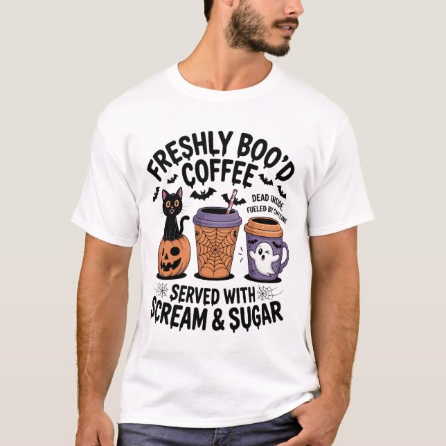 Nyligen Förälskade Kaffe Halloween T Shirt (Framsida)