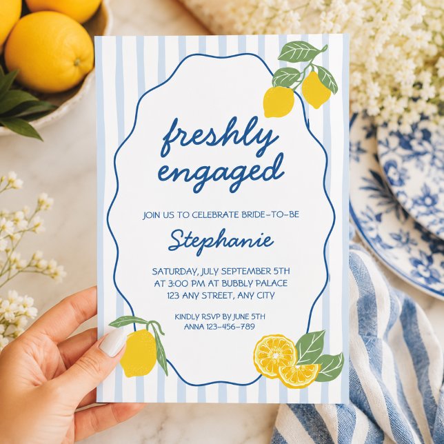 Nyligen Förlovad Amalfi Kust Citron Bröllopsfest Inbjudningar (Freshly Engaged Amalfi Coast Lemon Bridal Shower Invitation)