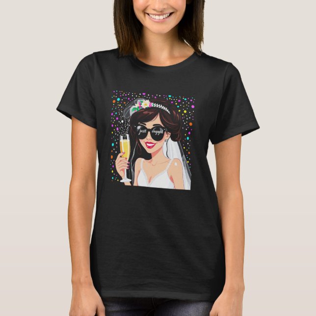 Nyligen Förlovad Brud Bröllopsfest Rolig Present T Shirt (Framsida)