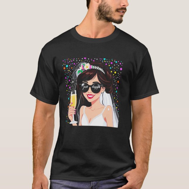 Nyligen Förlovad Brud Bröllopsfest Roligt Bröllops T Shirt (Framsida)