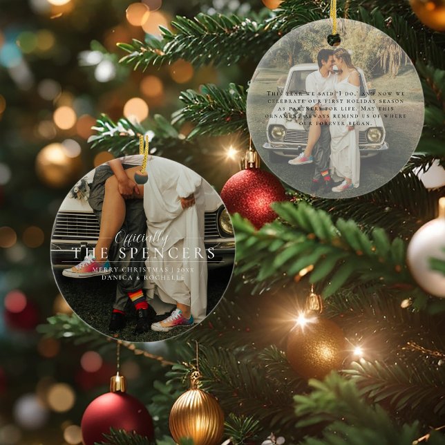 Nyligen första jul | Personlig Photo Julgransprydnad Keramik (Skapare uppladdad)