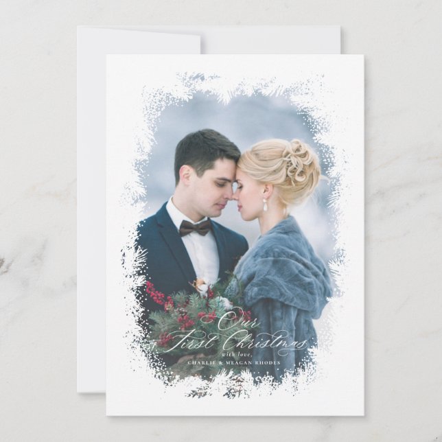 Nyligen första julkortet vår första jul julkort (Framsida)