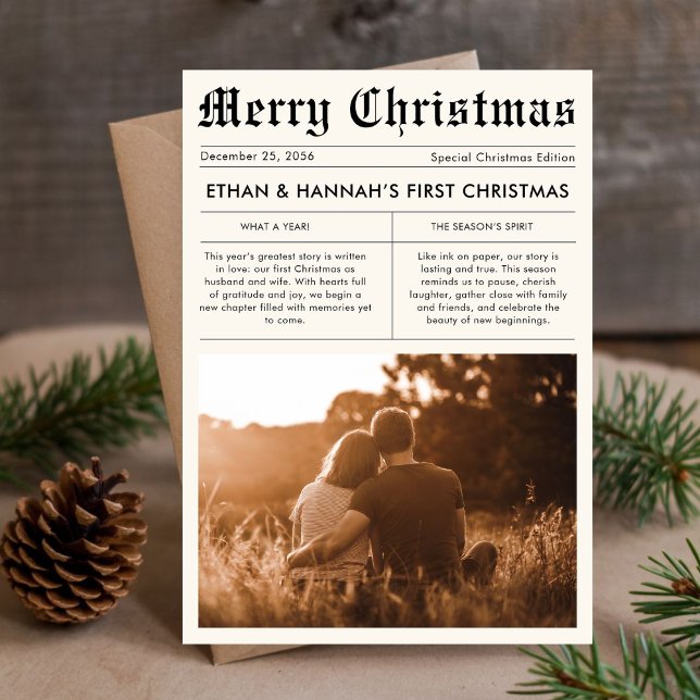 Nyligen första jultidningen - foto unikt julkort (Skapare uppladdad)