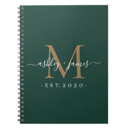 Nyligen framträdde Monogram Namn Year Guld Grönt Anteckningsbok