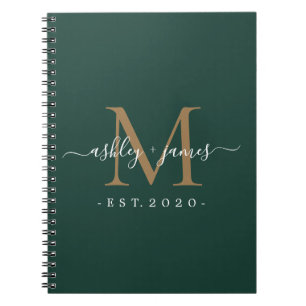 Nyligen framträdde Monogram Namn Year Guld Grönt Anteckningsbok