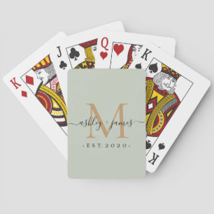 Nyligen framträdde Monogram Namn Year Guld Grönt Casinokort